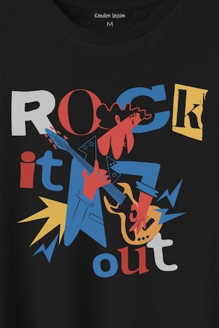 Rockstar Rock It Out Guitar Gitarist Baskılı Tişört Unisex T-shirt 001