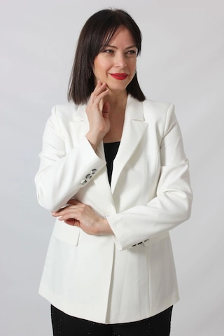 Moda Berray 1905 Beyaz Kadın Büyük Beden Blazer Ceket Beyaz