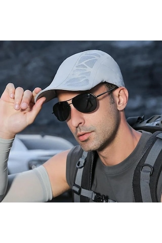 Valkyrie Unisex Yazlık Kasket Şapka Hava Alan Ayarlanabilir Terletmez Kadın Erkek Gri
