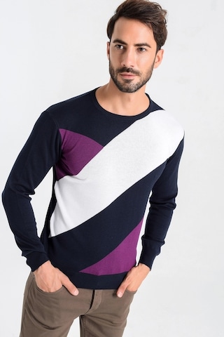 Heyss Bisiklet Yaka Desenli Lacivert Erkek Triko Kazak (380822121) Lacivert