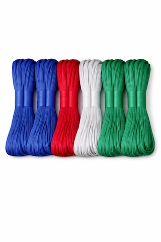 3'lü Pvc Kaplamalı Kopmaz Çok Amaçlı Çamaşı Kurutma İpi - Her Biri 10 Mt. - 3 Adet Çok Renkli