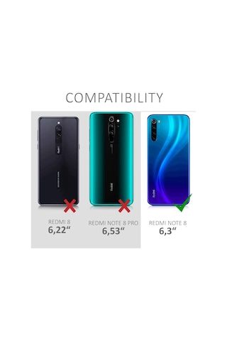 Teknomoda Xiaomi Redmi Note 8 Kılıf Boyun Omuz Askılı iPli Anti Şok Köşe Korumalı Şeffaf Silikon