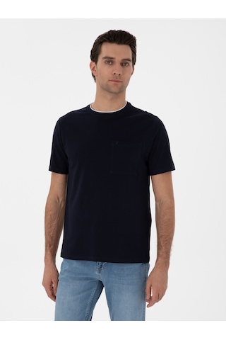 Lacivert Regular Fit Cepli T-shirt