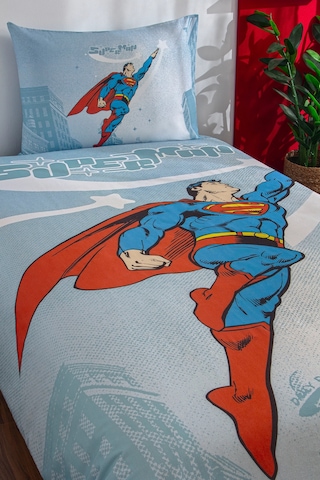 Özdilek Superman Hero Tek Kişilik Lisanslı Lastikli Çarşaf Çocuk Nevresim Takımı Mint