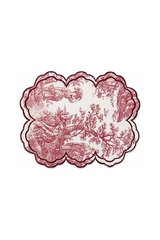 Toile Burgundy Embroidered Amerikan Servis Çok Renkli
