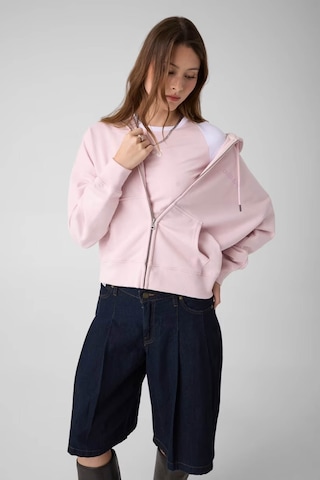 Guess Stras Taşlı Fermuarlı Pembe Kadın Sweatshirt W6yq10k3872