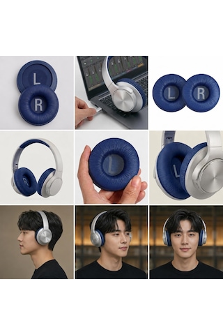 Lexroo Twistify Jbl Ile Uyumlu Kulaklık Pedi Süngeri -mavi- T500bt 510bt 520bt T560bt T600bt T450bt