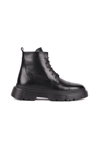 Shoetyle - Hakiki Deri Siyah Renk Fermuarlı Erkek Postal Bot - 250-13-206-1659