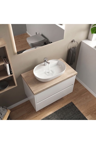 Dura Bagno Dream Çanak Lavabo 60x40 Cm, Batarya Delikli, Tezgah Üstü, Beyaz 5840