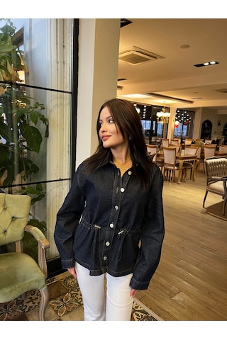 Keymoda Kadın Kot Gömlek Lacivert Lacivert