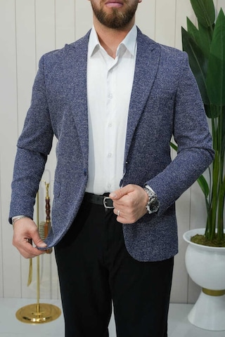 Bys Beystil Sivri Yaka Kırçıllı Lacivert Blazer Ceket Britanya - Slim Fit