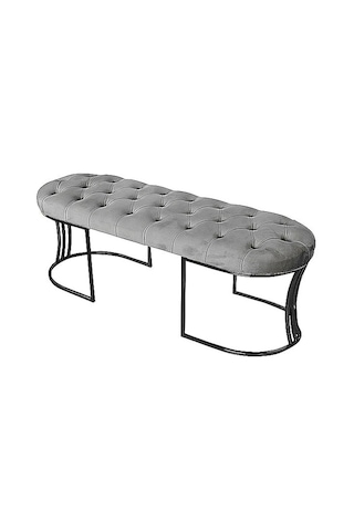 Viego Siyah Bench Puf Açık Gri
