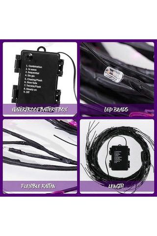 6ft 54led Cadılar Bayramı Söğüt Ağacı Dalı Işıkları Ip44 Su Geçirmez Led Sarmaşıklar Zamanlayıcı 8 Mod Pil İle Çalışan Kendin Yap Sarmaşıklar Işık Şeridi Dekorasyonları Dal Çok Renkli