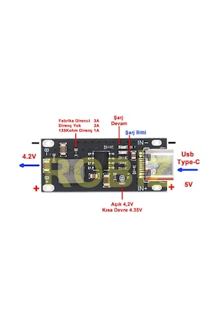 Ip2312 4.2v 3a Lityum Pil Yüksek Akımlı Şarj Devresi Tek Hücreli Li-ion Lipo Type-c Usb Giriş