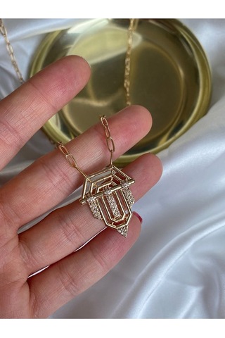 Pinery Jewels Zirkon Taşlı Altın Kaplama Zincir Altın