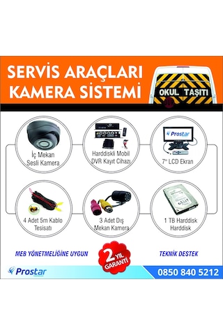 Okul Ve Servis Taşıtları Için 1 Tb Kayıtlı Kamera Set