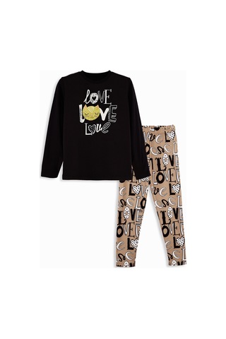 Denokids Love Kız Çocuk T-shirt Tayt Takım Renkli