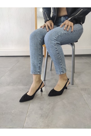 Tarzbu Lks İnce Topuklu Sivri Burun Siyah Abiye Ayakkabı Siyah
