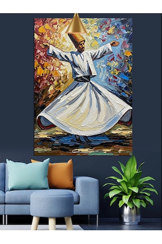 Dönen Dervişin Huzurlu Semah Gösterisi Dekoratif Kanvas - Mdf Ahşap Tablo
