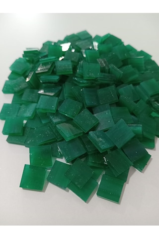 Koyu Yeşil Kare Vitray Cam Mozaik Taşı - Sanatsal Mozaik İçin Yaklaşık 10 X 10 Mm
