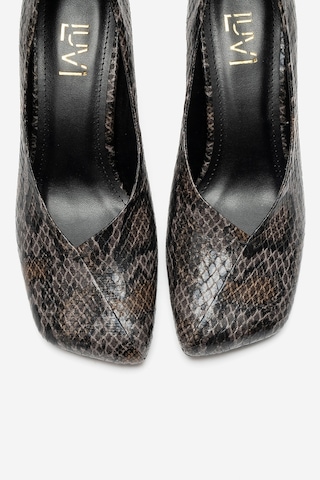 Luvi Shoes Hertz Siyah Gri Desenli Kadın Topuklu Ayakkabı