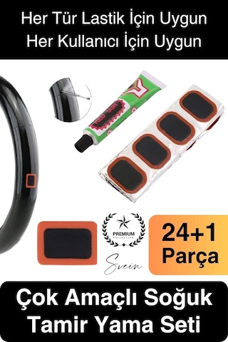 Ekstra Güçlü 24 Parça Kolay Pratik Araba Bisiklet Motosiklet Soğuk Yama Lastik Tamir Yaması Seti Diğer