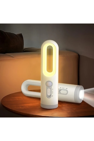 Brightnova 1pc Led Fener Gece Lambası Hareket Sensörlü Usb Şarjlı Taşınabilir Yatak Odası Okuma Kamp Acil Durum Altın