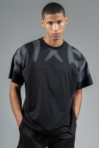 Maraton Sportswear Oversize Erkek Bisiklet Yaka Kısa Kol Basic Siyah T-shirt 23246-siyah
