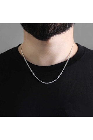 925 Ayar Gümüş 50 Cm 60 Mikron Gurmet  Gümüş Erkek Zincir Kolye (291698860)