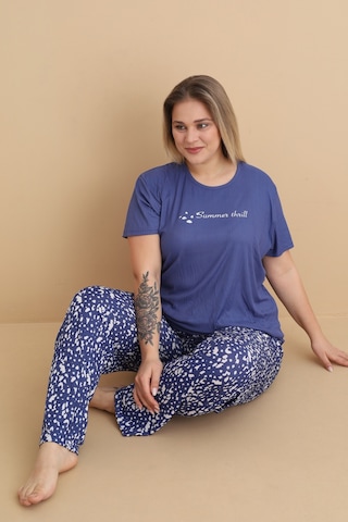 Wordex Mirano 9400 Summer Thrill Kısa Kollu Pegasus Büyük Beden Kadın Pijama Takımı Lacivert