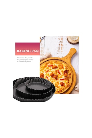 Xurunkeji Turta Kalıbı, Yapışmaz Turta Kalıbı, Yuvarlak Kiş Tart Tepsisi, Çıkarılabilir Tabanlı Pizza Tabağı, Fırın Kapları 14/20/24 Cm Siyah