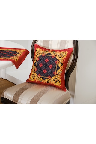 Finezza Belize Baskılı Kumaş Kırmızıya Siyah Kırlent Kılıfı 45x45 cm - 1438