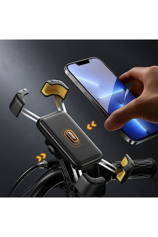Lenyes Cr169 Sarsıntı Önleyici 360 Derece Ayarlanabilir Bisiklet Ve Motosiklet Telefon Tutucu Siyah