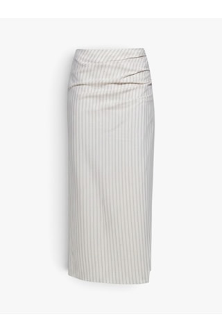 Sisley Keten Karışımlı Yandan Fermuarlı Slim Fit Midi Etek Kadın Siyah Etek - 325p45ıcl002p Beyaz