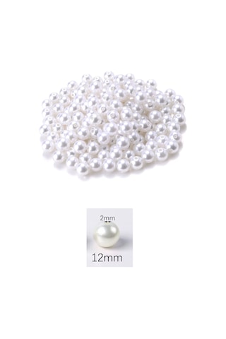 1.000 Gram 1 Kg. 12mm Beyaz Renk Plastik İnci Boncuk Çanta Ve T