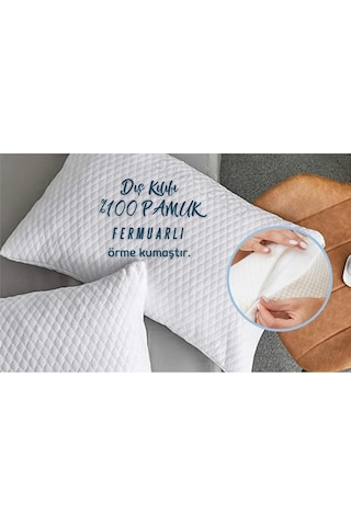 Elyaf Sepeti %100 Doğal El Dikişi Organik Yün Yastık Beyaz 50 x 70 CM