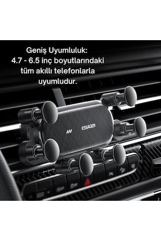 Essager Örümcek Tipi Klipsli Araç İçi Telefon Tutucu, 360 Derece Dönebilen Düşmez Titremez Telefon Tutucu