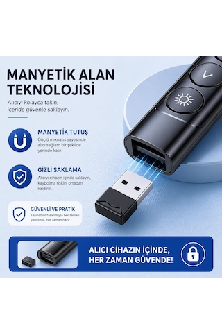 Lexroo S7 Dijital Ekranlı Şarjlı Lazer Sunum Kumandası