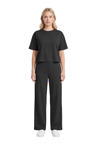 Cottonill Premium - Sway Collection Siyah Basic Yüksel Bel Modal Bol Paça Kadın Pantolon