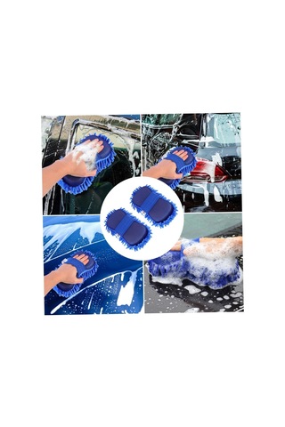 Lexroo Mikrofiber Oto Araba Yıkama Süngeri, Araç Yıkama Bezi, Oto Süngeri Mikrofiber El Tutmalı Mavi