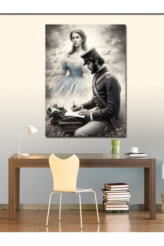 Kanvas Tablo Mektup Yazan Asker 70cmx100cm