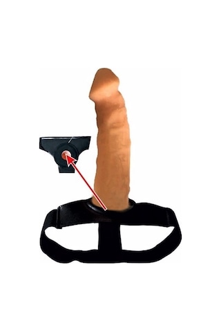 Erofoni Ucu 8 CM Dolgulu İçi Boş 20 CM Realistik Belden Bağlamalı Strapon Takma Protez Penis