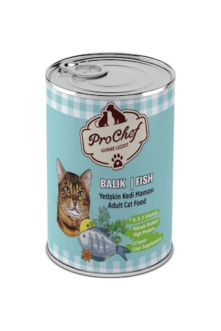 Prochef Balık Etli Kıyılmış Konserve Yetişkin Kedi Maması 24 x 415 G