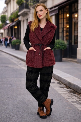 Eren Style İtalyan Kemer Detaylı Keçe Yelek Bordo