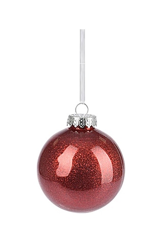 Kırmızı Işıltılı Şeffaf Yılbaşı Süsü 8 Cm