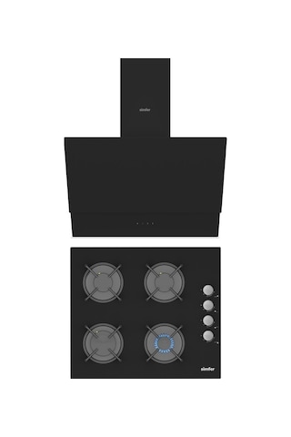 Simfer QS Siyah 2'li Cam Ankastre Set (3500 Ocak + 8703 Davlumbaz)