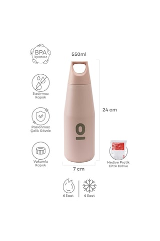 Paslanmaz Çelik Pembe Şişe Termos 550 ML No:66