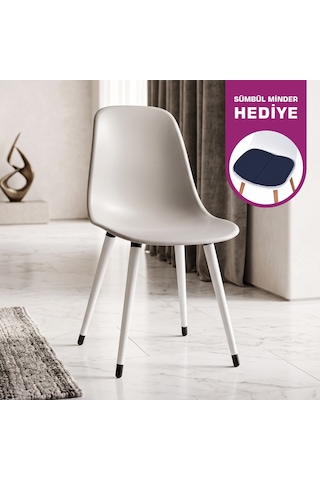 Vilinze Eames Beyaz Ahşap Ayak Plastik Gri Sandalye Eames-beyaz Gri - Beyaz