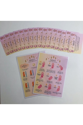 Çocuklar İçin Namaz Ve Abdest Posterleri, Sure Ve Dua Ezber Kartları Kız