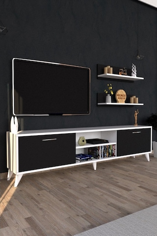 Moonlife Zümrüt Tv Ünitesi  Beyaz Siyah